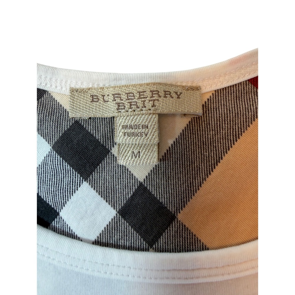 Burberry‎ Brit White Tank Top Nova Check Trim Scoop Neck Sleeveless Shirt Medium - Picture 5 of 8